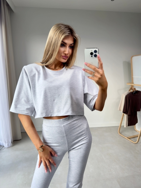 Crop Top Elise z poduszkami szary