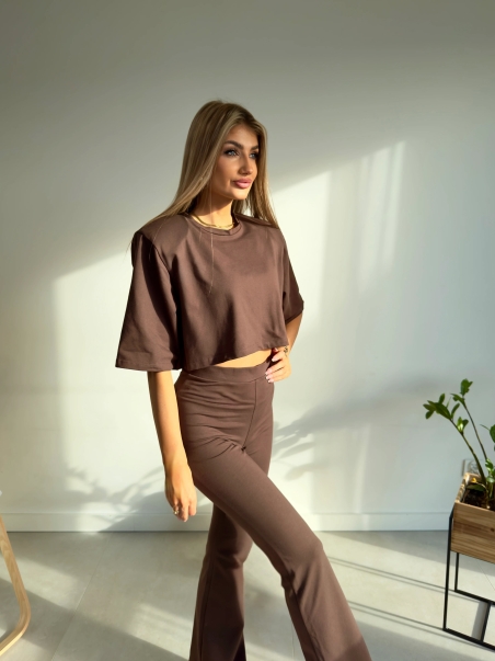 Crop Top Elise z poduszkami brązowy