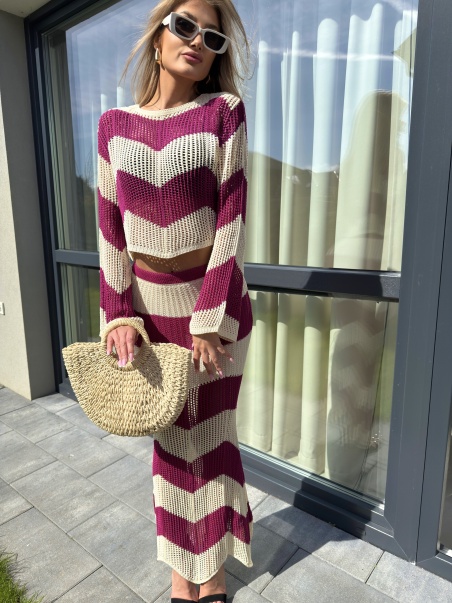 Komplet ażurowy Beatrice Fuksja