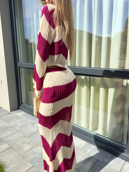 Komplet ażurowy Beatrice Fuksja