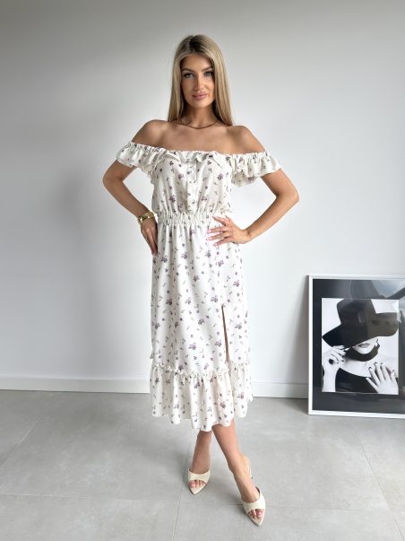 Sukienka Maria ecru w kwiatuszki