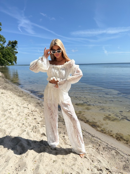 Komplet Rosalia biały koronka