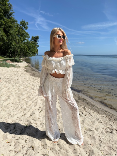 Komplet Rosalia biały koronka