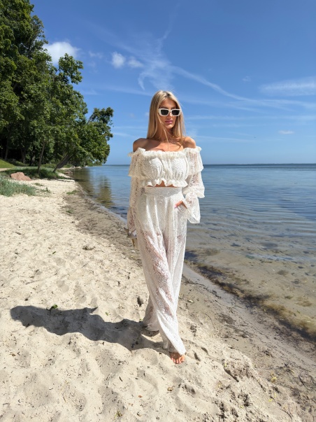 Komplet Rosalia biały koronka