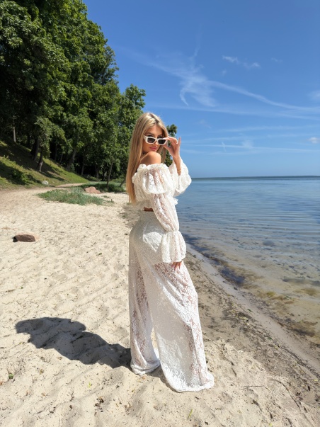 Komplet Rosalia biały koronka