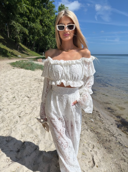 Komplet Rosalia biały koronka