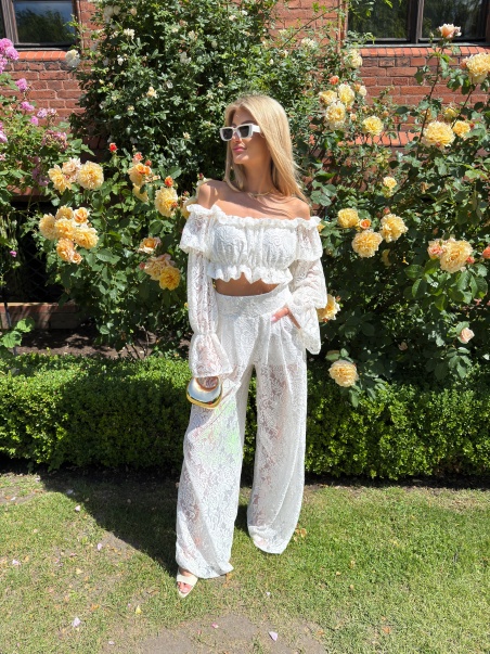 Komplet Rosalia biały koronka