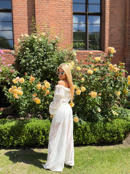 Komplet Rosalia biały koronka