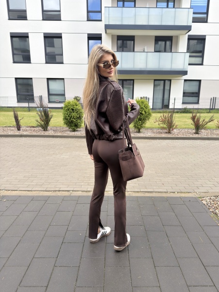 Legginsy z rozcięciem NOEL  brąz