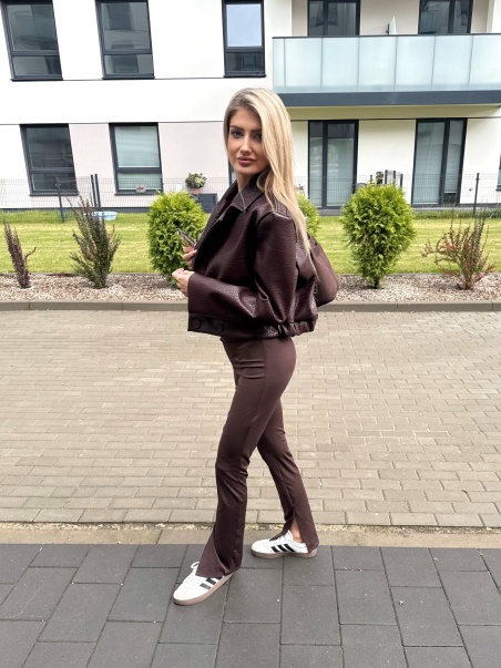 Legginsy z rozcięciem NOEL  brąz