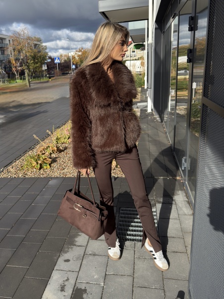 Legginsy z rozcięciem NOEL  brąz